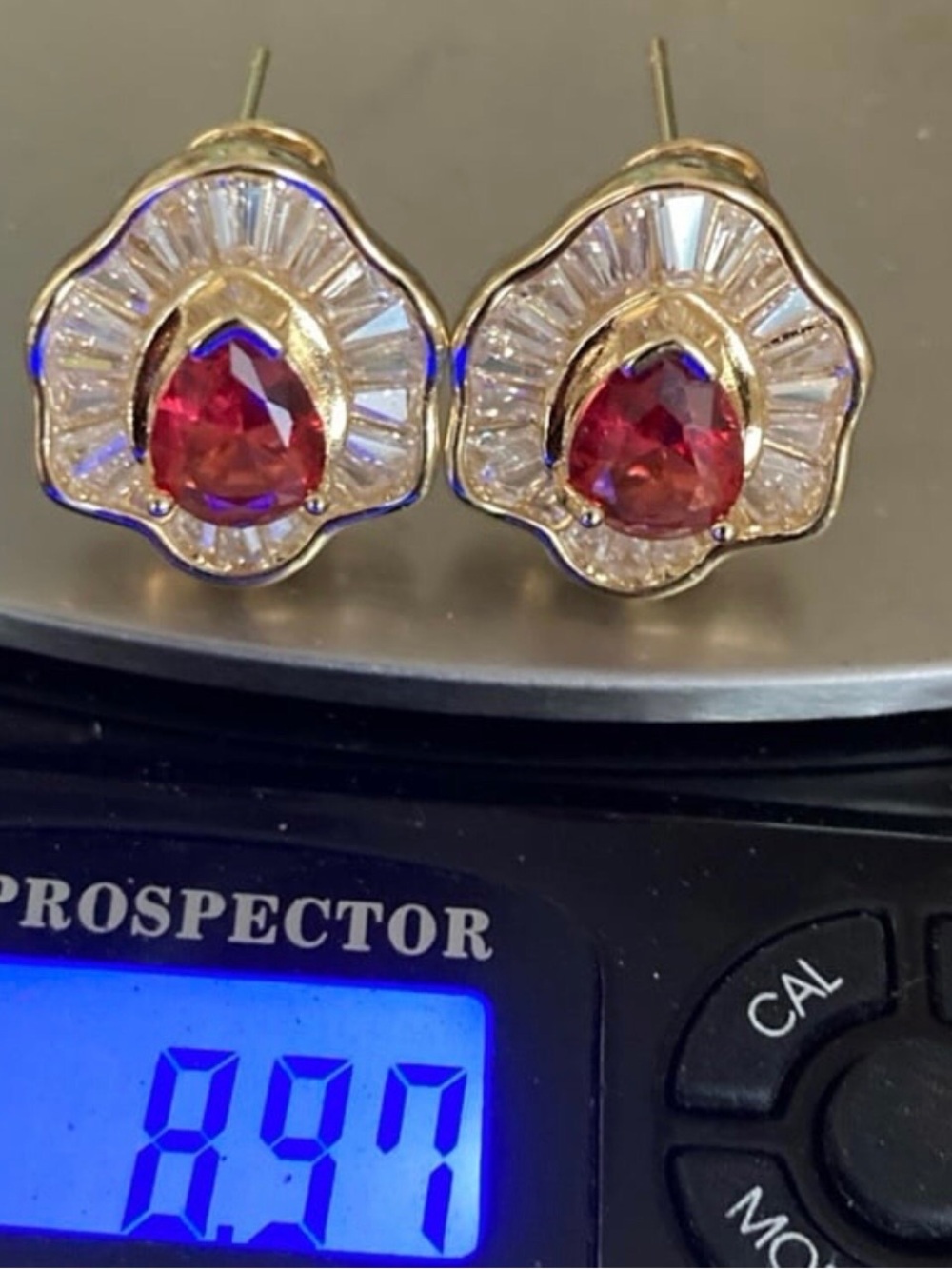 14k Pear Cut Ruby Earrings - Picture 15 of 15